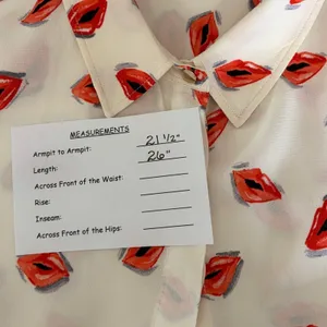 ZARA ZW Collection White Pink Lips Print Buttondown Top Blouse Lipstick X-Large thumbnail 15