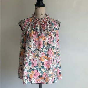 The Korner Floral Sleeveless Ruffle Collar Blouse Size Small NWT thumbnail 4
