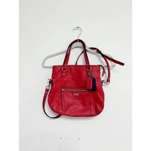 Women's Coach Orange red Leather Crossbody Bag One Size with Navy Blue Charm thumbnail 15