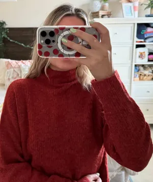 EXPRESS Reddish/orange Mock Neck Sweater  thumbnail 3