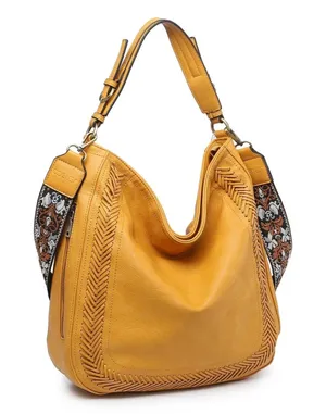 Womens Mustard Yellow Jen & Co. Hobo Bag with Guitar Strap thumbnail 1