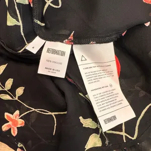 Reformation‎ Portia Dress Black Floral Print Long Sleeve Tie Neck Mini Size 4 thumbnail 5