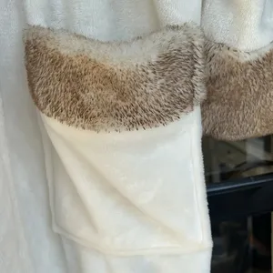 Things Remembered Fur Trim Plush Luxurious Bath Robe Embroidered Initial “F” NWT thumbnail 6
