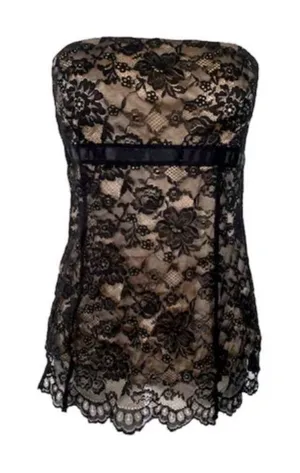 Y2K express Lace Top Mesh Lace Floral Black Lace Festival Grunge Gothic Size 8 thumbnail 1