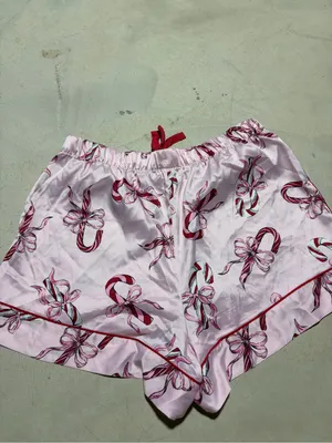 Victoria’s secret Pink Candy Cane bow Pajama Shorts medium thumbnail 9