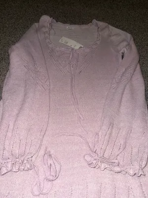 Kimchi Blue Catherine Pointelle Knit Top in Pink thumbnail 6