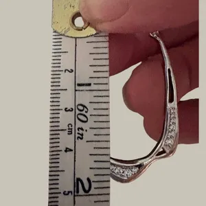 Kendra Scott Livi Fontal Hoops Silver Tone Pave Crystal Hoop Earrings Post Back thumbnail 10