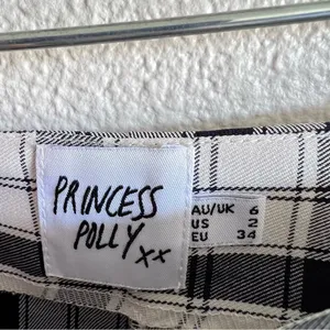 Princess Polly Women's High Rise Rolled‎ Cuff Hem Euros Pants Black/White thumbnail 6