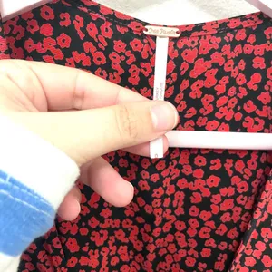 Free People Kinsley Wrap Dress Red Black Floral Combo Long Sleeve Size 0 thumbnail 3