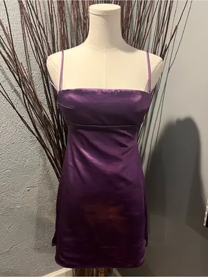 🌸Nwt Sky To Moon Purple Satin Mini Dress Size Small🌸 thumbnail 2