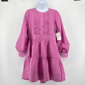 Hyacinth House Tuckernuck‎ NWT Amie Mini Dress Pink Magenta Pleated Bib Size M thumbnail 3