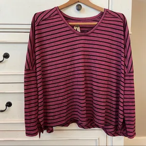 Free People We the Free Striped Oversize Tee Shirt. Size XSmall. thumbnail 1