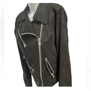 Vici Black Faux Suede Zipper grunge rocker Jacket gothic Moto Boho thumbnail 7