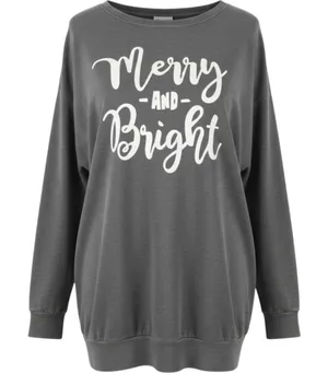 Leo Rosi Merry and Bright Christmas Sweatshirt Gray Plaid Elbow Patches‎ Medium thumbnail 1