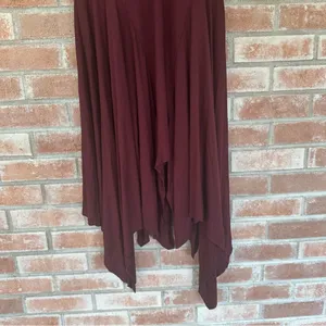 Free People Beach Asymmetrical Midi Dress Flutter Sleeves Women’s Small Maroon thumbnail 3