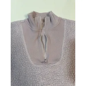 Aerie Dream Sherpa Quarter Zip Pullover Sweatshirt Womens Sz Small Lavender thumbnail 3