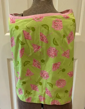 Lilly Pulitzer fully lined pink and green umbrella print pencil skirt thumbnail 1