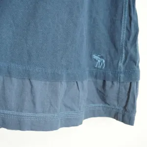 Vintage Abercrombie & Fitch Women's Long Tank Top Navy Blue Ruffle Hem Racerback thumbnail 4