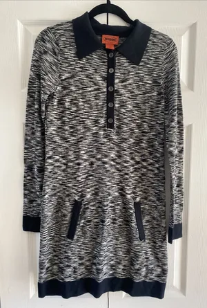 Missoni for Target Space Dye Knit Sweater Dress Womens XS Black Grey Academia thumbnail 1