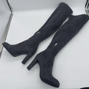 Sam Edelman Womens 8 Boots Kent Over the Knee Dark Gray Soft Vegan Suede Hi Heel thumbnail 1