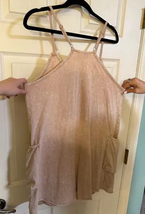 Boutique nwt fp casual tan romper spring classic active M $55 lounge thumbnail 2