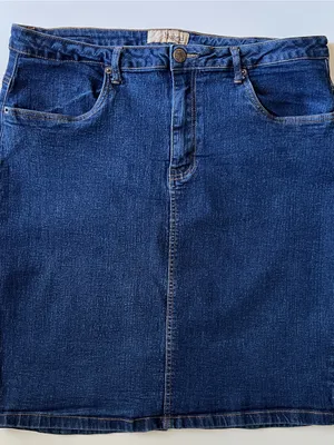 Hybrid & Company Plus Size 22 Stretch Denim Pencil Mini Skirt Dark Wash thumbnail 3