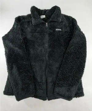 Columbia Womens Dark Green High Pile Fleece Full Zip Jacket Large Pockets Cozy thumbnail 1