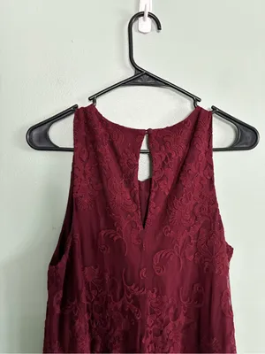BB Dakota Candence Dress Floral Lace Burgundy Sleeveless Small Christmas Swing thumbnail 3