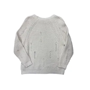 Bishop + Young Sweater Small Distressed Chunky Knit Cream Raglan Long Sleeve thumbnail 4