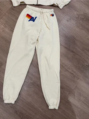 Aviator Nation Logo Sweatpants - Vintage White- Small thumbnail 4