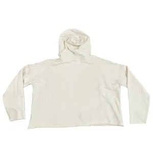 Alo Yoga Cropped Raw Hem Hoodie in Beige, Size L thumbnail 3