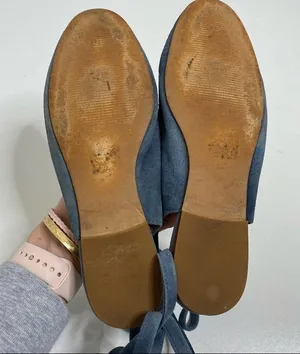 Madewell April Ankle Wrap Blue Suede Ballet Flats thumbnail 10