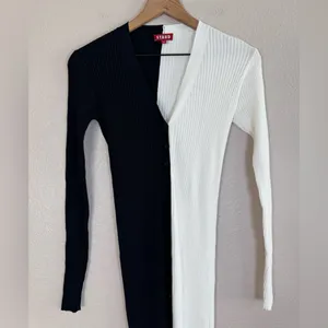 STAUD Shoko Sweater Midi Dress in Black White size Small $165 Colorblock thumbnail 10