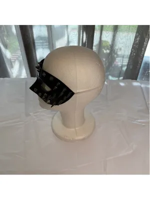 Black silver spikes half mask masquerade steampunk gothic cosplay Halloween OS thumbnail 5