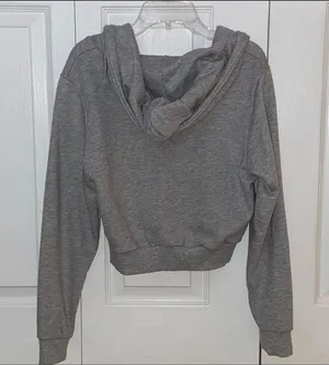 SheIn Zip Up Cropped Hoodie Gray Size M thumbnail 2