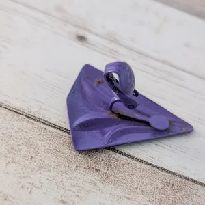 Vintage Clip On Earrings Retro Deep Purple Statement Triangle 1.25" large thumbnail 6