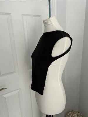 Cutest Fitted Black Sleeveless with Open Back Crop Top thumbnail 2