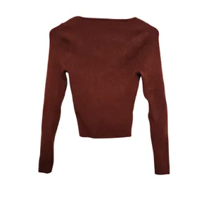 Abercrombie & Fitch Red Brown Scoop Neck Corset Sweater Long Sleeve Top Small thumbnail 2