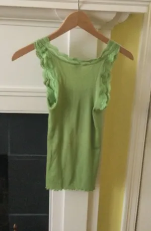 Angels Vintage Y2K Ribbed Lace Green Tank - Sz Medium thumbnail 4