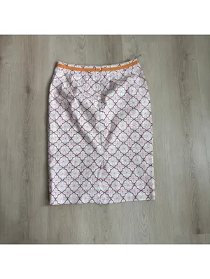 Boden EUC Women's Geo Lattice Print Cream Orange Pencil Skirt Size 8L thumbnail 6