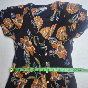 Patrons of Peace 39G Womens Black‎ Floral Rayon Button Front Ruffle Maxi Dress S thumbnail 9