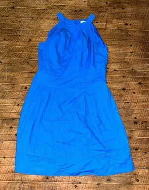 Loft blue high neck sleeveless business casual dress thumbnail 1
