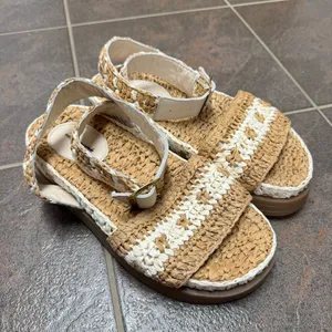 Free People FP Roma Raffia Slip On Ankle Strap Platform Sandals Tan White 8 thumbnail 15