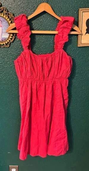 Abercrombie and Fitch Red Linen Cotton NWT Dress Sz Large thumbnail 1