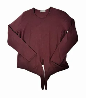 Babaton Merino Wool Long Sleeve Front Tie Sweater‎ thumbnail 1