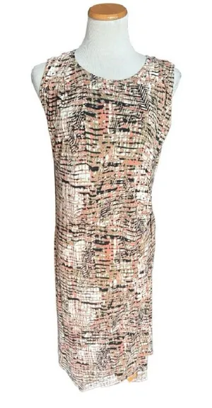 Womens Harve Bernard Abstract Criss-Cross Jersey Knit Sleeveless Dress - Sz L thumbnail 1