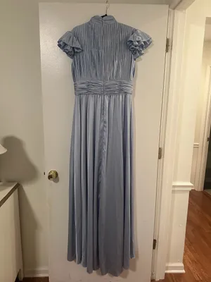 Ienna for Mac Duggal Pleated Ruffle Sleeve Gown in Powder Blue thumbnail 4