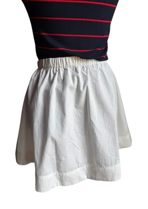 Free-est Free People Cream Cotton Mini Skirt Medium Elastic Waist Pockets thumbnail 1