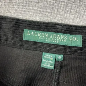 Lauren Ralph Lauren Corduroy Pants Womens 4P Black Petite Stretch Bootcut LRL thumbnail 5