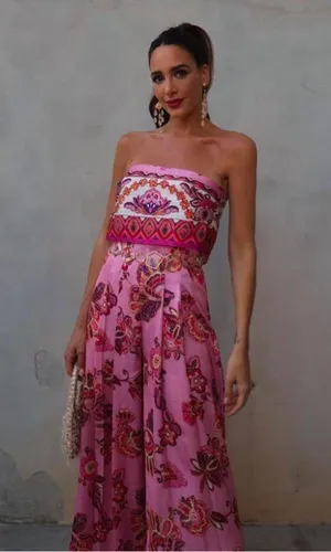 Zara jumpsuit romper wide leg sleeveless boho floral summer vacation casual thumbnail 1